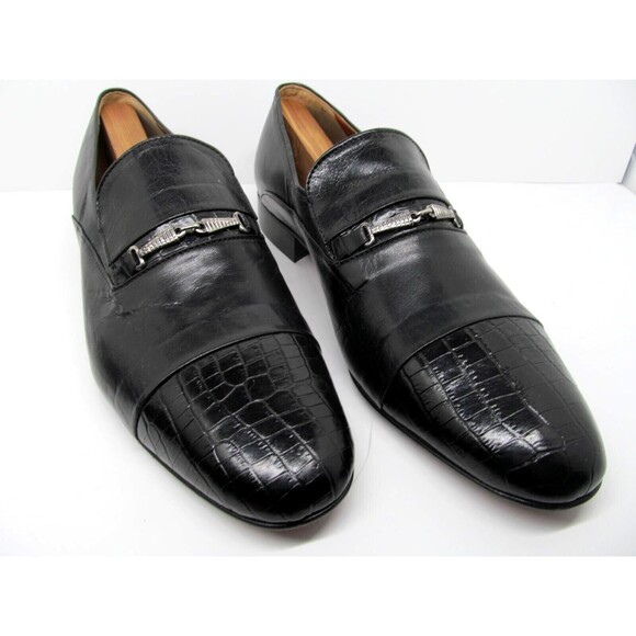 C A Anthony Italy Mens Black Leather Captoe Horsebit Loafers Size US 13 EUR 46 - Picture 1 of 16